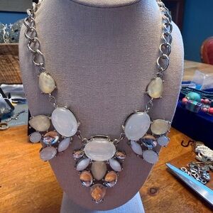 Elegant Silver and White Statement Necklace